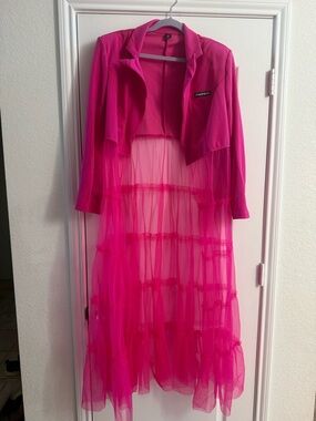 SHEIN Hot Pink Curve 1XL Lightweight Jacket